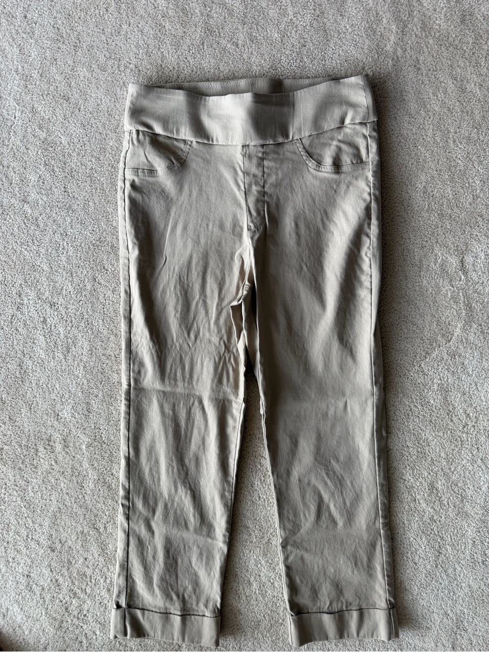 CHARLIE B Cropped Slim Psnts - Light Taupe